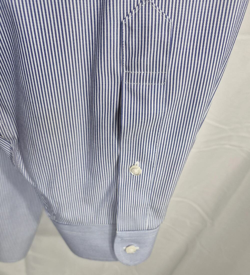 Jos. A. Bank Traveler Mens 18 35 Blue White Pinstripe Button Down Dress Shirt 2X - Picture 3 of 4
